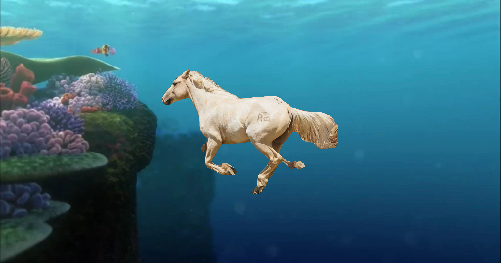 Horse on Ocean Blended Image