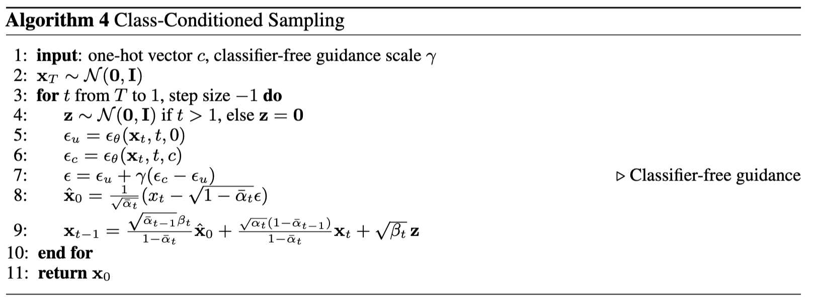 Algorithm for Sampling from Class-Conditioned UNet